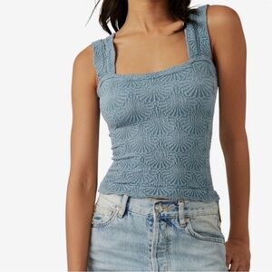 Free People Love Letter Tank - Size S/M Color Jeans